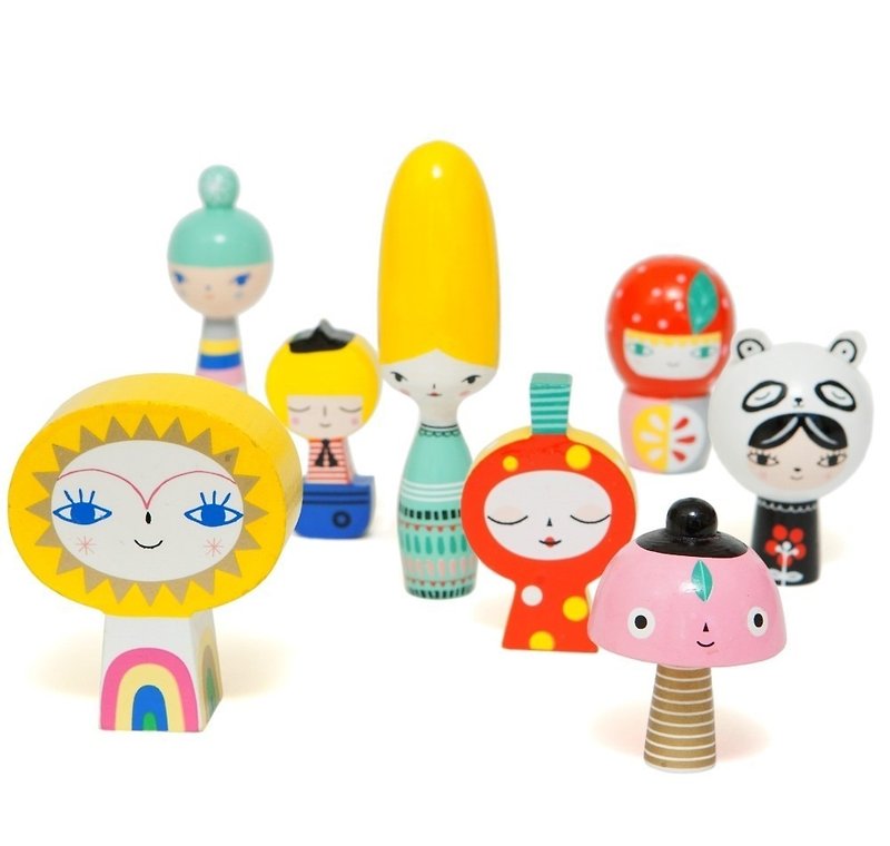 Mr Sun & Friends - Items for Display - Wood Multicolor