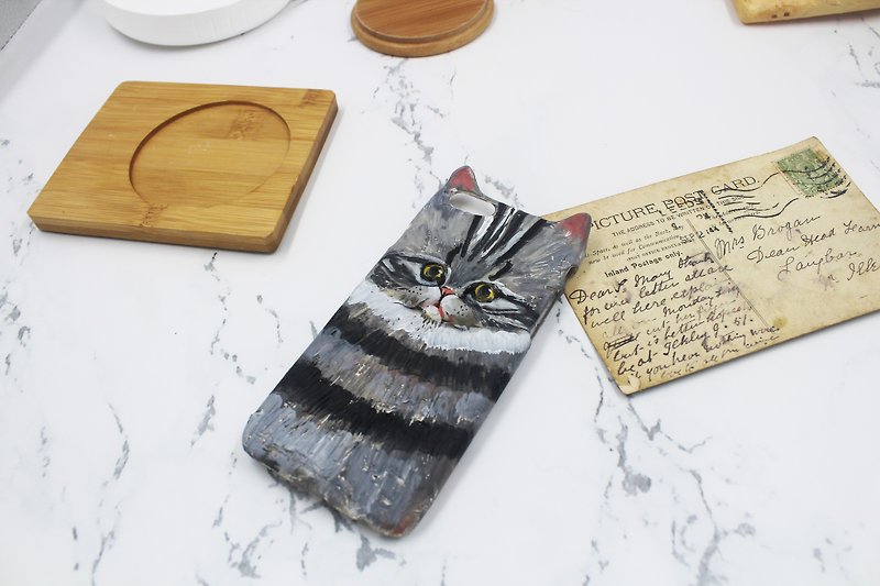 Pinched temperature / cat / phone case / can be customized according to model - Phone Cases - Other Materials 