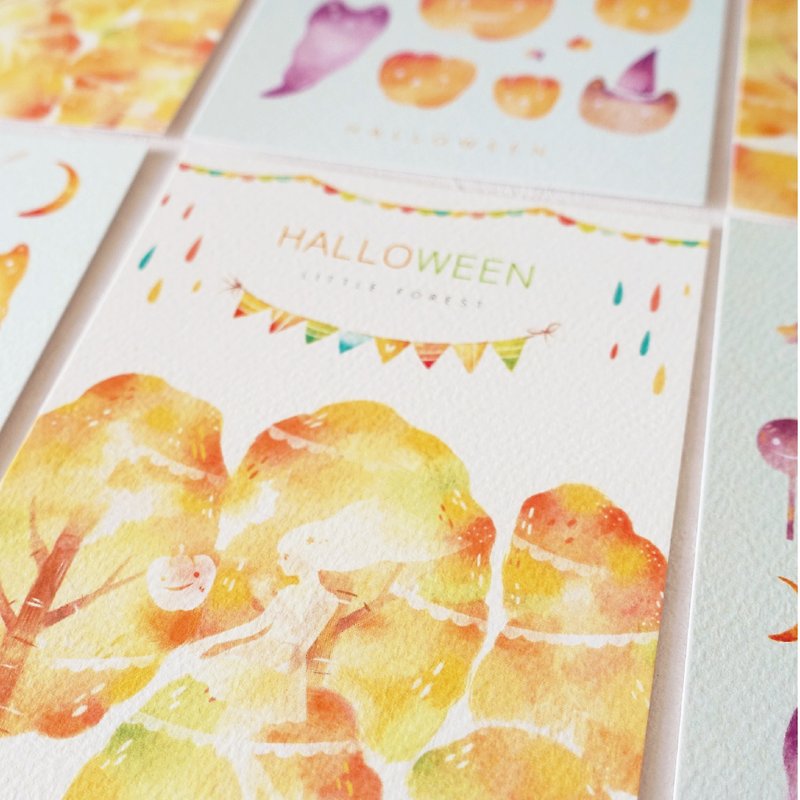 Mori Halloween-2 types of watercolor postcards - Cards & Postcards - Paper Orange