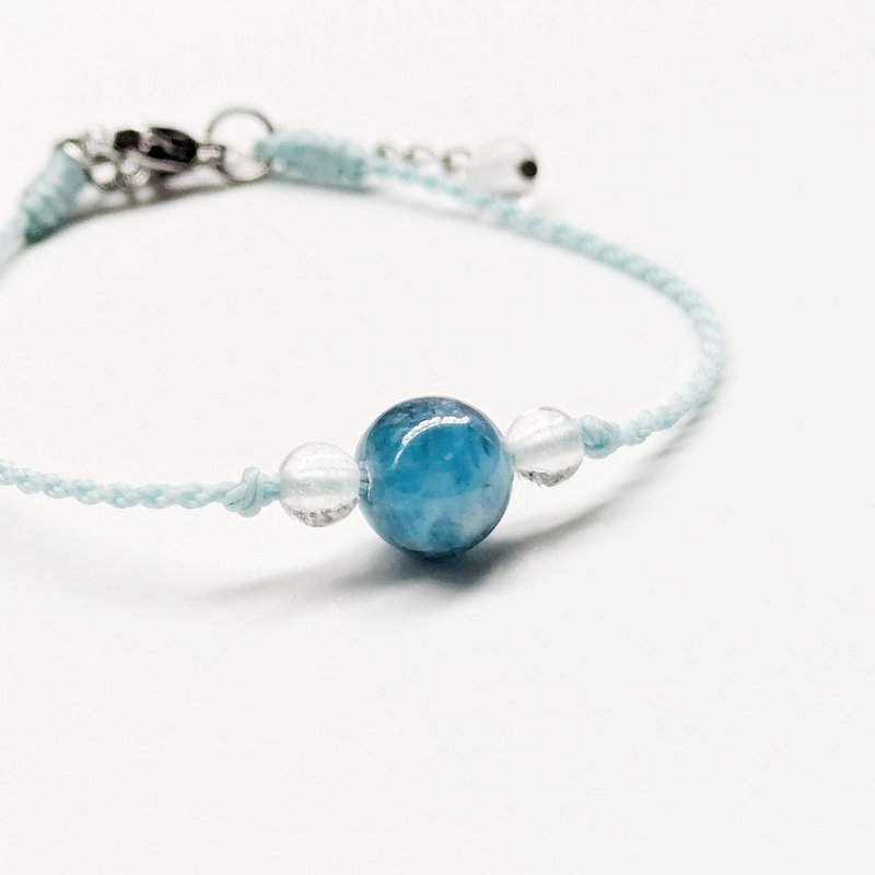 Natural crystal bracelet blue Stone blue apatite Stainless Steel bracelet - สร้อยข้อมือ - คริสตัล 