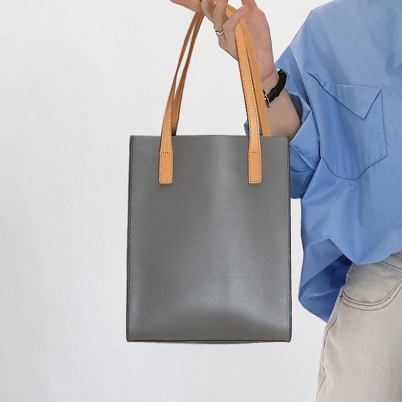 Minimalist briefcase/handbag/leather tote bag/portable large-capacity laptop bag - Handbags & Totes - Genuine Leather 