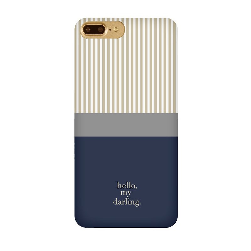 Khaki striped shirt with blue cell phone shell - Phone Cases - Other Materials Blue
