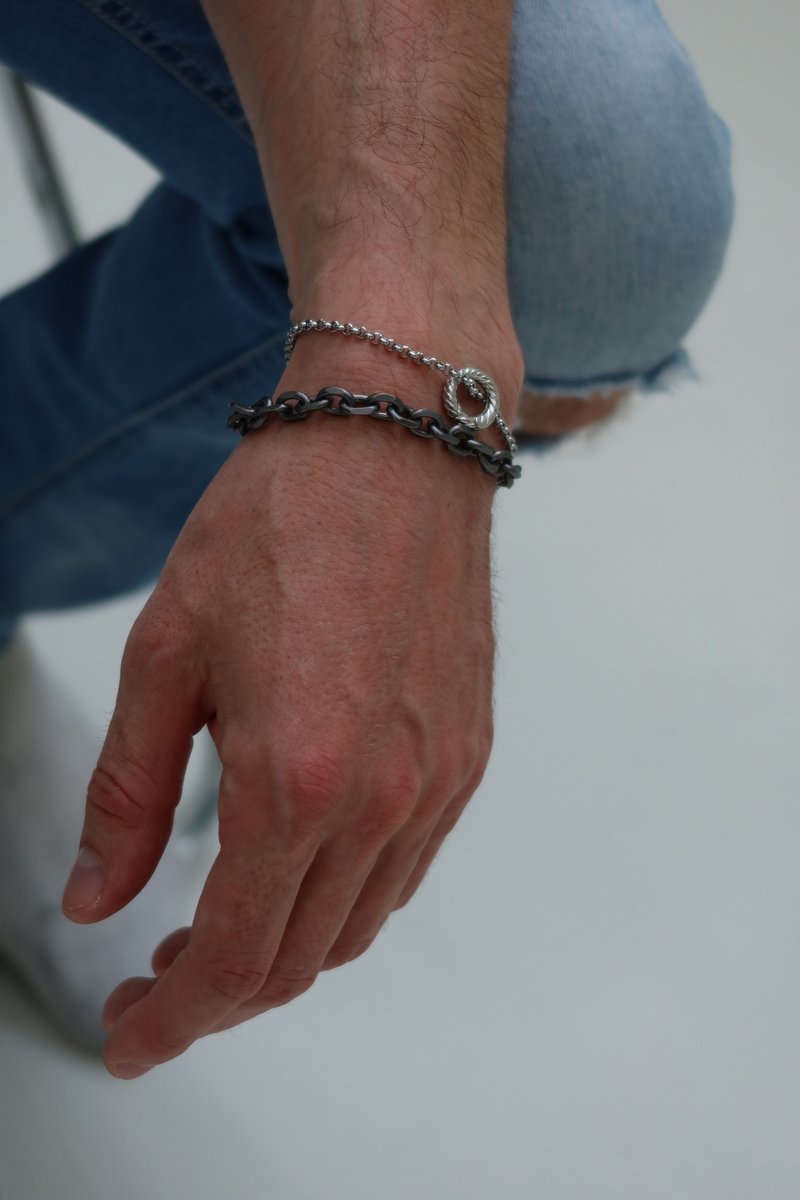 布蘭多手鍊/男士 中性 男生手鍊 情侶對鍊 - 手鍊/手環 - 銅/黃銅 黑色