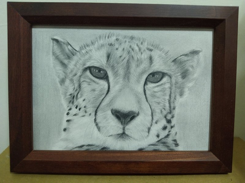 Decoration/leopard/pencil drawing/original/framed - โปสเตอร์ - กระดาษ 