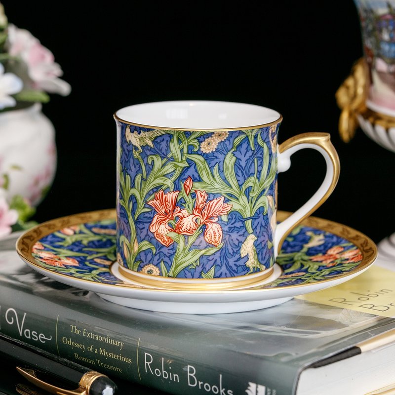 英國Victoria & Albert 博物館收藏花卉骨瓷陶瓷咖啡杯 紅茶杯盤 - 咖啡杯/馬克杯 - 瓷 