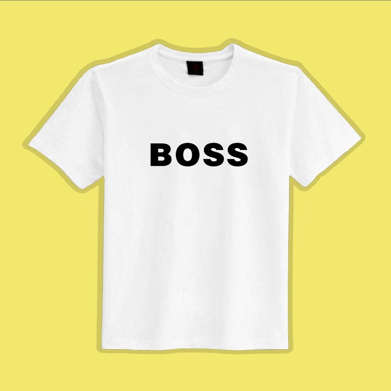 BOSS boss cultural and creative clothing T-shirt white T children's clothing pure cotton moisture-wicking cool clothing - เสื้อยืดผู้ชาย - ผ้าฝ้าย/ผ้าลินิน หลากหลายสี