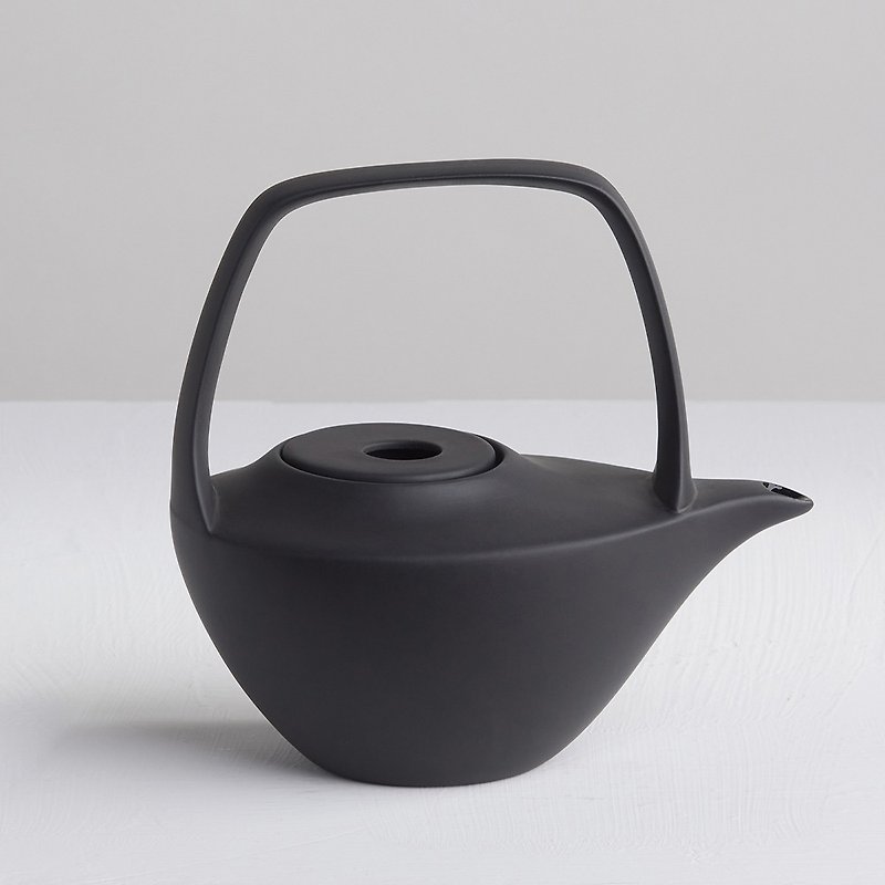 [3,co] Water Wave Lifting Pot (2 Pieces)-Black - Teapots & Teacups - Porcelain Black