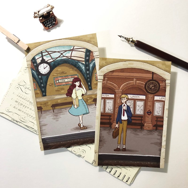 Circle Love Postcard - Waiting for the train - Cards & Postcards - Paper Brown