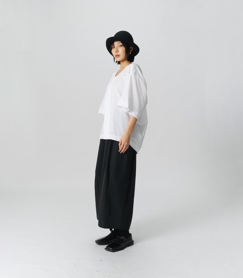 寬鬆開襟造型襯衫 純棉白色 - 女襯衫 - 棉．麻 白色