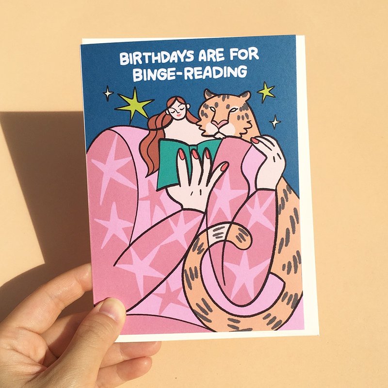 Greeting Card - Birthdays Are For Binge Reading Birthday Card - 卡片/明信片 - 紙 