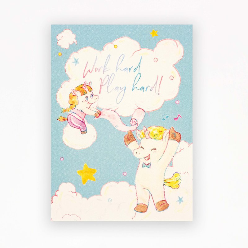 Get started | Unicorn Mani original illustration postcard - Cards & Postcards - Paper Multicolor