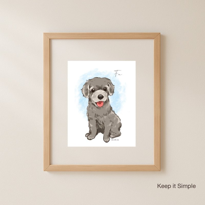 Custom Pet Portrait – One Pet, Name & a Meaningful Date - 電子似顏繪/繪畫/插畫 - 其他材質 