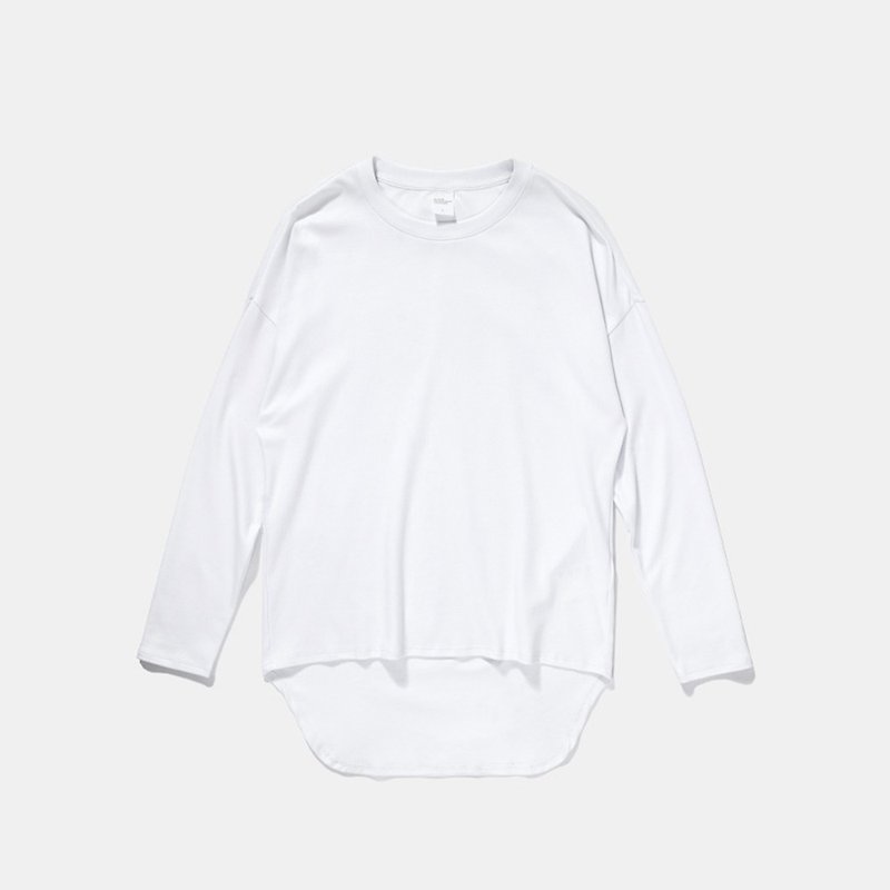 Simple and round round long sleeve T ::White:: - Men's T-Shirts & Tops - Cotton & Hemp White