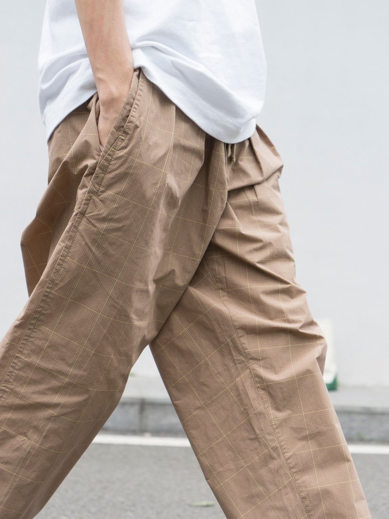 PANTS Japanese trendy chef pants slightly tapered strap plaid casual trousers CHEF PANTS - กางเกงขายาว - ไนลอน 