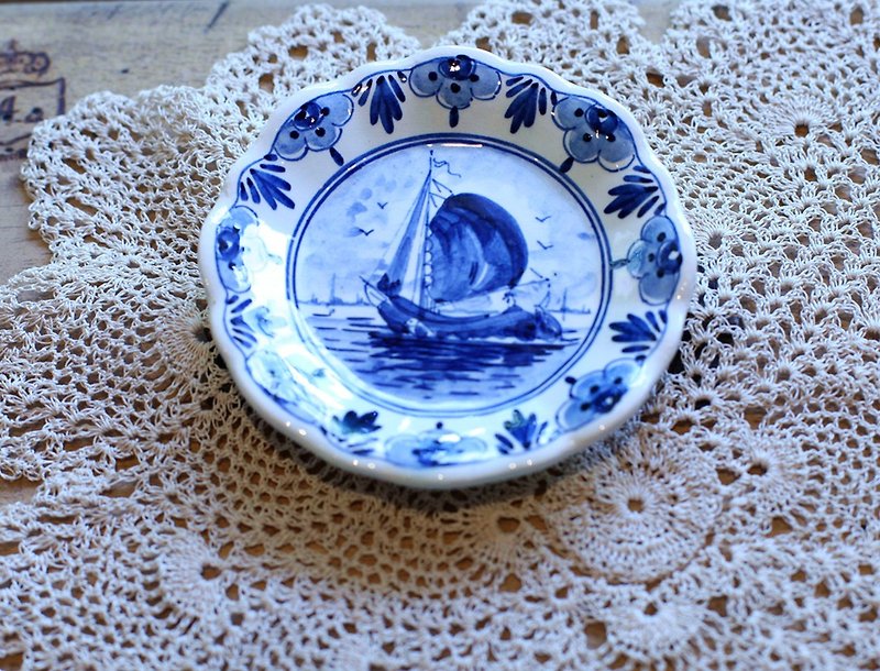 [良い日]フェチ手描きの装飾的なサオオランダdelfts伝統料理 - 置物 - 陶器 ブルー