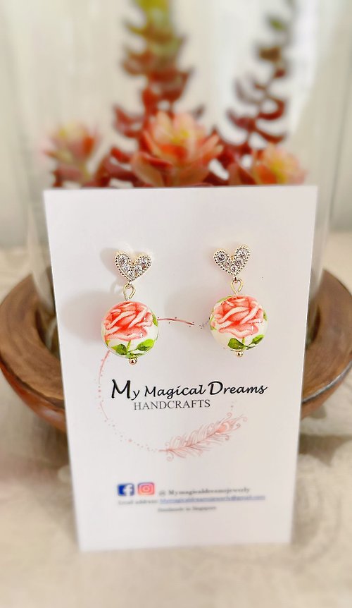 My Magical Dreams Jewelry Rose Tensha Heart Diamond Earrings | 14K Gold