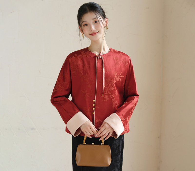 【東洋美学】新チャイナスタイル 復古チャイナ風 打ち合わせ連袖ショートジャケット - ジャケット - その他の素材 レッド