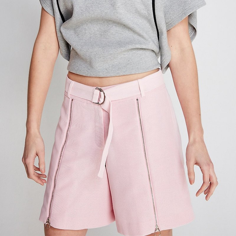 Belt design pink pink pants FIT1701PT03PK) - Women's Pants - Cotton & Hemp Multicolor