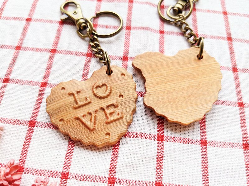 Love biscuit log key ring (one pair in) 【Lover gift】 - ที่ห้อยกุญแจ - ไม้ 