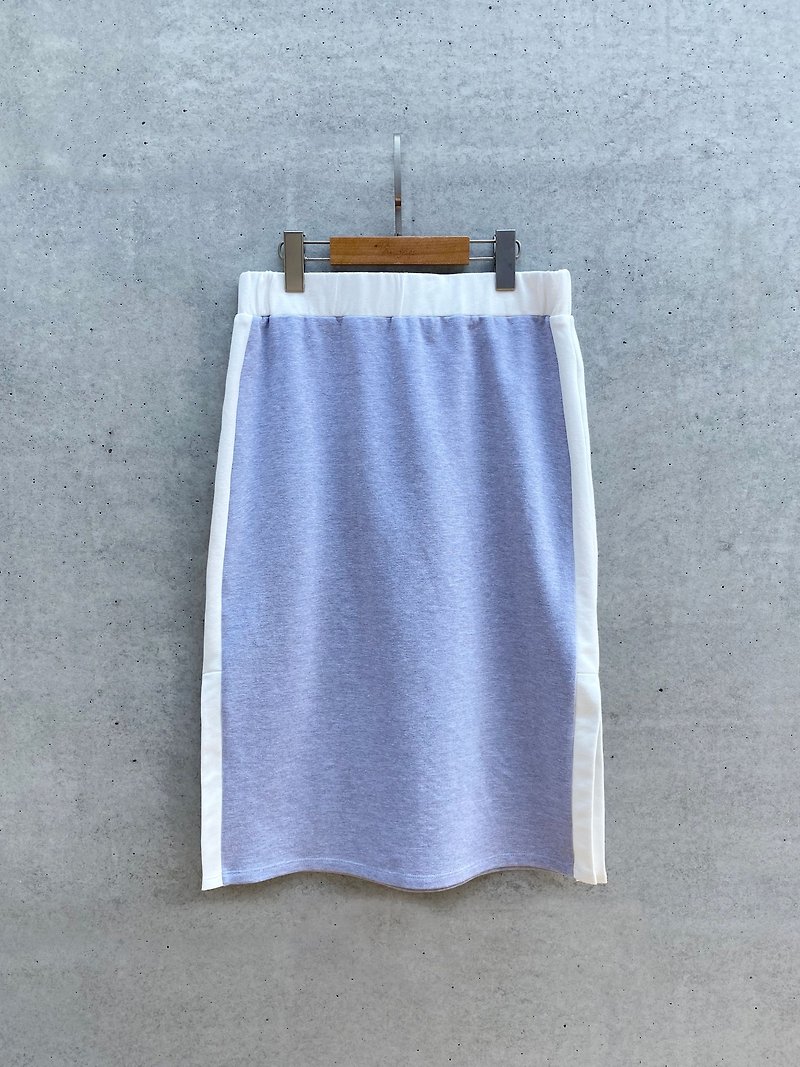 Color matching personality narrow skirt (gray) - กระโปรง - ผ้าฝ้าย/ผ้าลินิน สีเทา