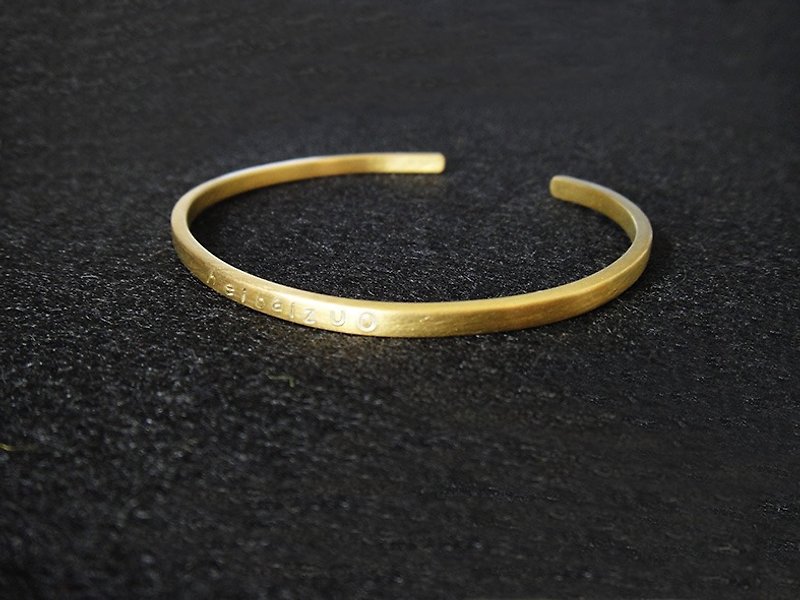 細緻 黃銅手環 客製化 敲字刻字 情人節 交換禮物 - 手鍊/手環 - 銅/黃銅 金色