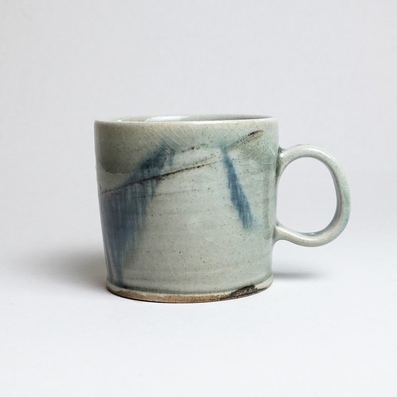 Mingya kiln l wood-fired celadon ink blue cup coffee cup pottery cup water cup pottery H - Mugs - Pottery Transparent