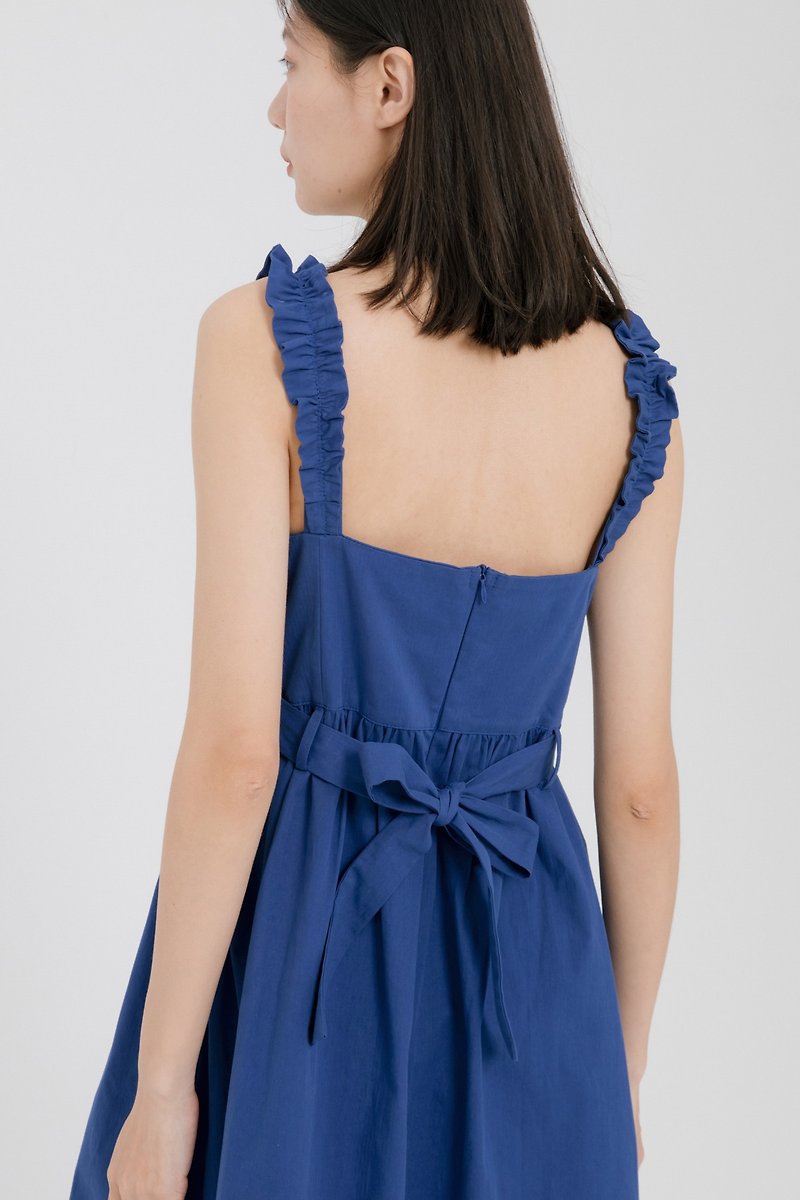 Backless lace tie waist design high waist cotton dress - One Piece Dresses - Cotton & Hemp Multicolor