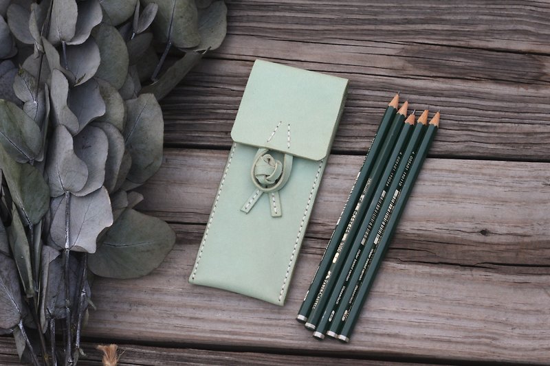 Chinese frog leather pencilcase -- Turquoise color - Pencil Cases - Genuine Leather Green