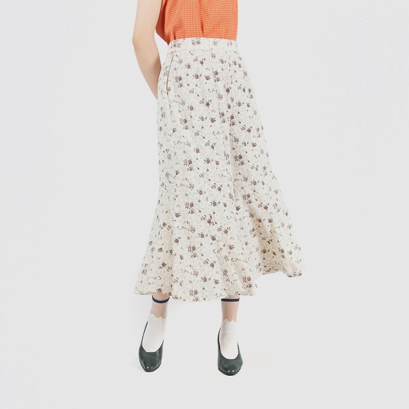[Egg plant vintage] Autumn color round dance print vintage wide trousers - Women's Pants - Polyester 