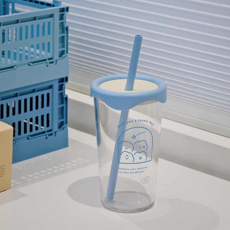 Shooting Star Prayer - Korean Wave Straw Cup Transparent Eco-Friendly Cup 500ml - Pitchers - Plastic Blue