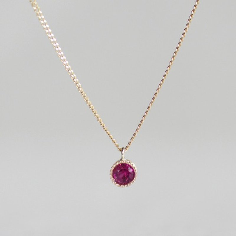 K18 Ruby birthstone pendant  P033K18RB - 項鍊 - 寶石 粉紅色