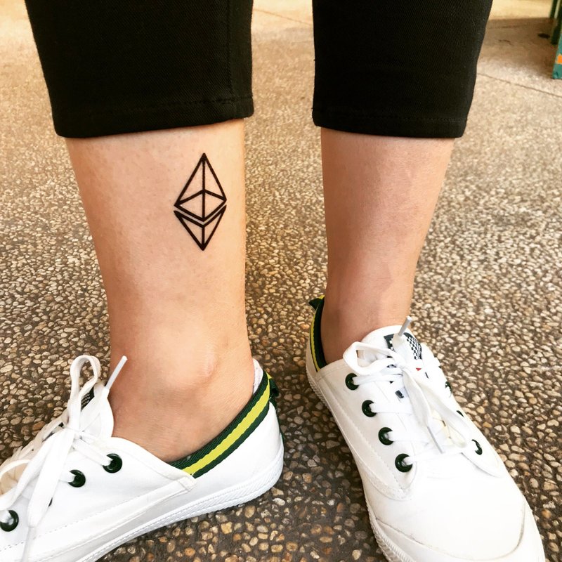 OhMyTat 以太坊以太幣 Ethereum 刺青圖案紋身貼紙 (2 張) - 紋身貼紙/刺青貼紙 - 紙 黑色