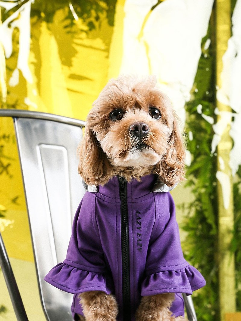 小型犬狗狗荷葉邊狗狗帽T邊衛衣 杜邦紙帽子 - 寵物衣服 - 其他人造纖維 紫色