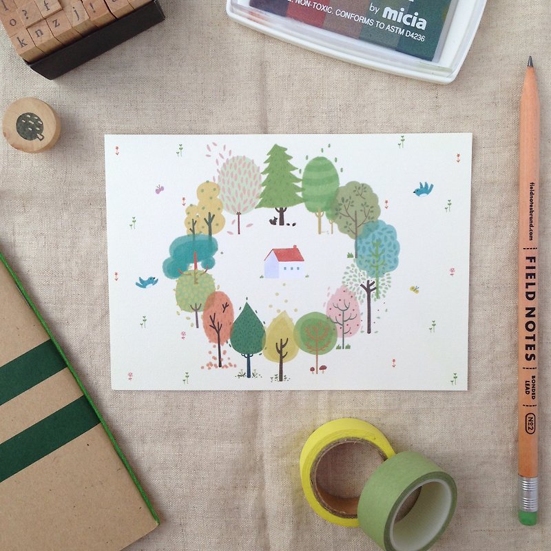 Tree circle / postcard - การ์ด/โปสการ์ด - กระดาษ สีส้ม