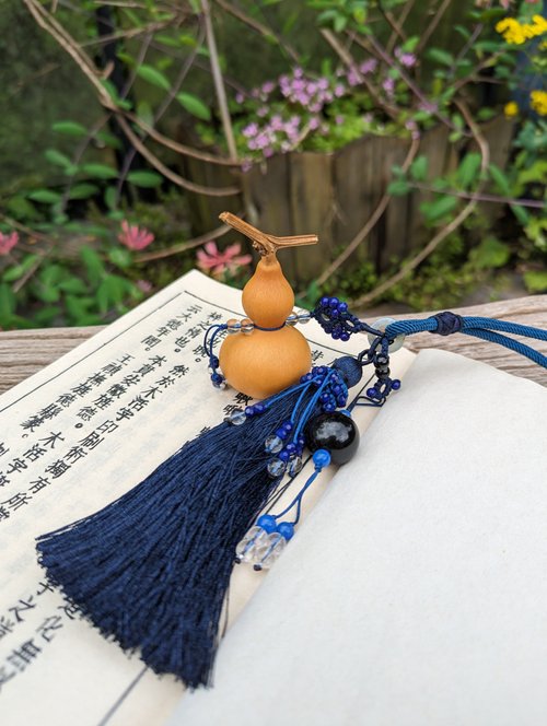 zootee豬蹄手工 汽車後視鏡掛飾流蘇中國結吊墜非常環天然葫蘆黑曜石掛飾