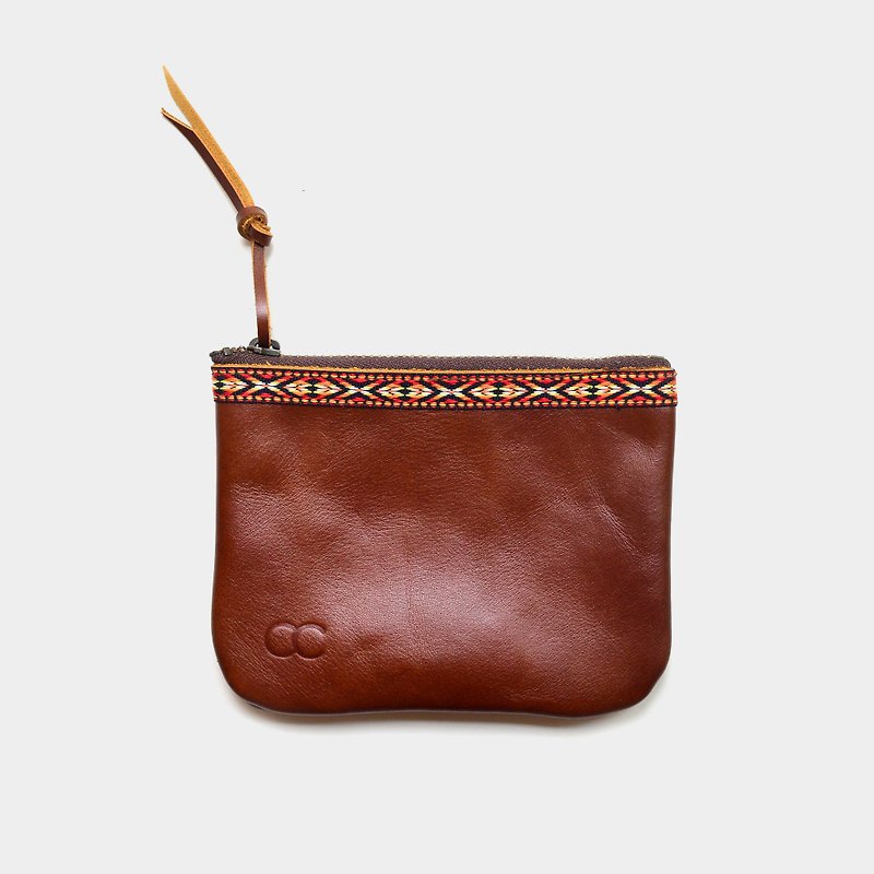 [Hippie's survival chips] leather wallet red brown leather wallet folk customs can be a leisure card card credit card business card key car guest lettering when the gift - กระเป๋าใส่เหรียญ - หนังแท้ สีนำ้ตาล
