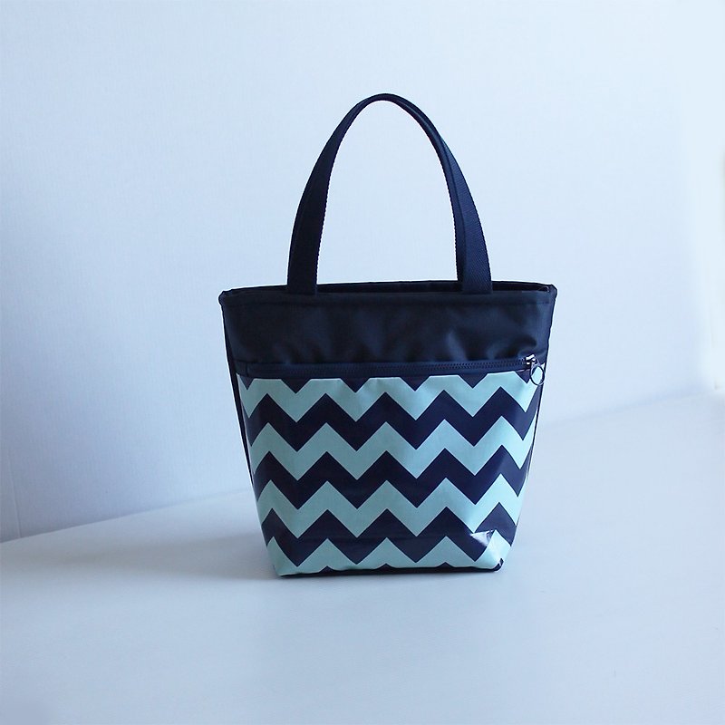 海洋風折線條紋便當袋餐袋手提袋No1 - 手袋/手提袋 - 防水材質 藍色