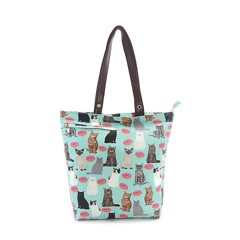 Ashley. M - Cats and Donuts Tote Bag - Messenger Bags & Sling Bags - Genuine Leather Blue