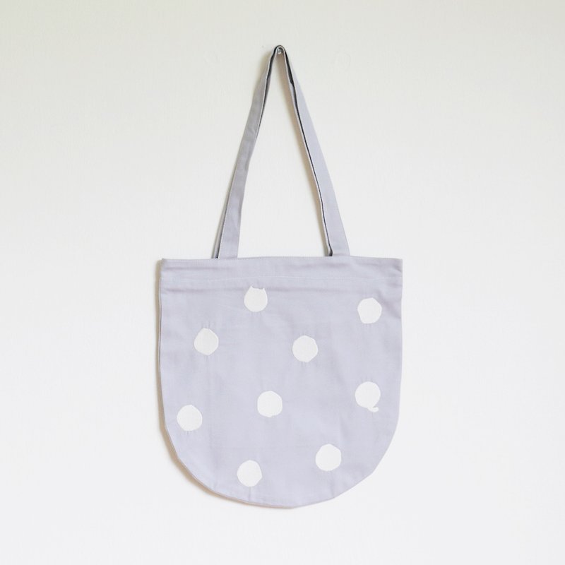 polka dot cat tote bag : lilac - กระเป๋าแมสเซนเจอร์ - ผ้าฝ้าย/ผ้าลินิน สีม่วง
