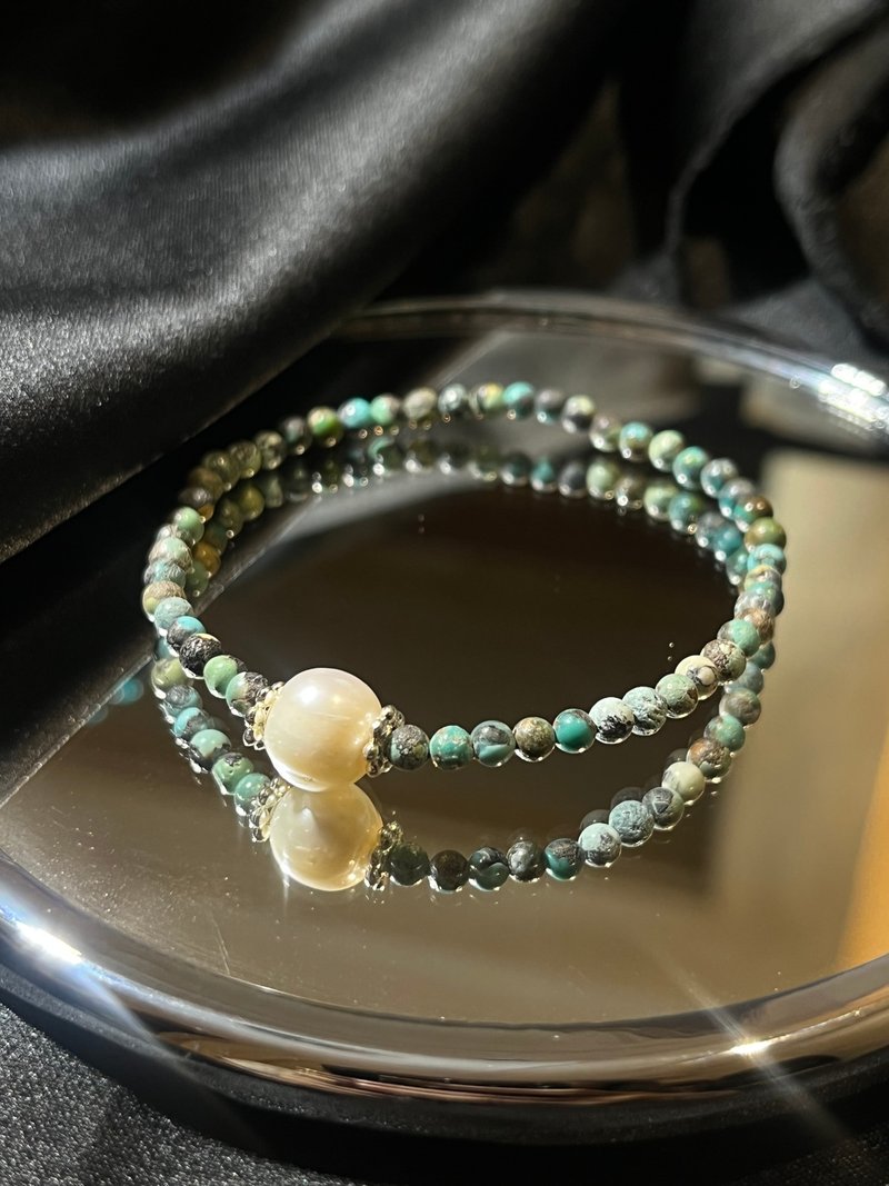 Natural Turquoise Pearl Bracelet Baroque Pearl Bracelet - สร้อยข้อมือ - เครื่องประดับพลอย 