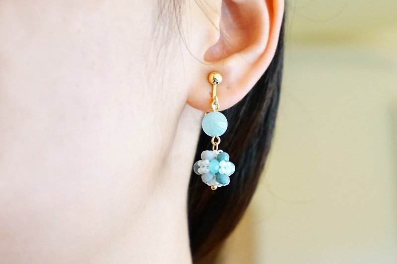 金平糖 - 天然石串珠耳環 (醫療級抗敏鋼針 / 耳夾) - 耳環/耳夾 - 其他材質 多色