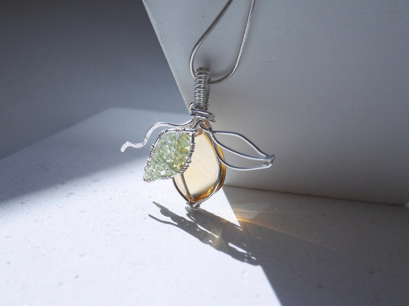 黃水晶檸檬吊咀連項鏈 - 項鍊 - 純銀 