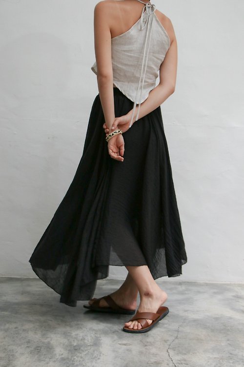 OMAKE TAIWAN 雙層散狀透紗裙 黑