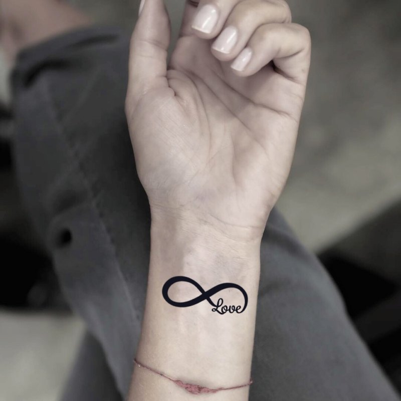 OhMyTat 無限愛 Infinity Love 刺青圖案紋身貼紙 (4 張) - 紋身貼紙 - 紙 黑色