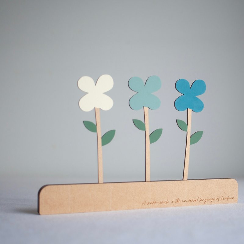 花　木製　ブルー系　花のインテリア - 置物 - 木製 ホワイト