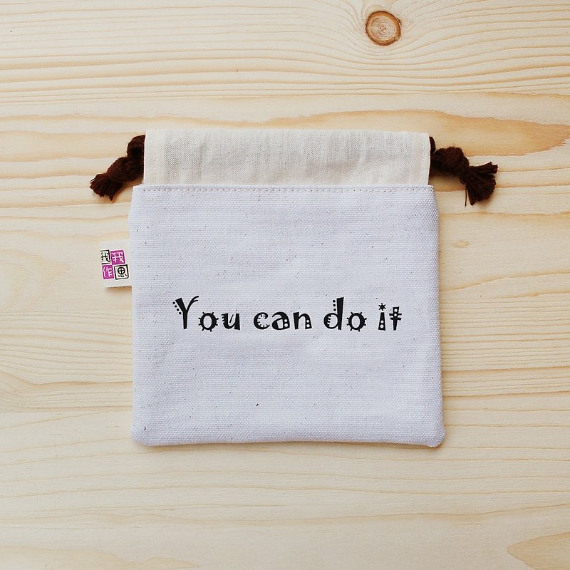 Positive energy beam pocket (small)_you can do it - Toiletry Bags & Pouches - Cotton & Hemp White