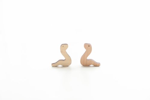 WOOD515 客製化姓名禮物原木淺色造型木片 - 可愛小蛇