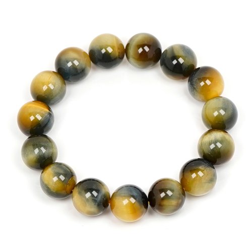 正佳珠寶 Gemsrich Jewelry 【正佳珠寶】金藍虎眼石 雙色閃電 13.5-14mm 金藍虎眼手珠