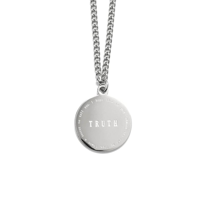 Recovery Truth and Dare coin medal necklace (steel Silver) - Necklaces - Stainless Steel Silver