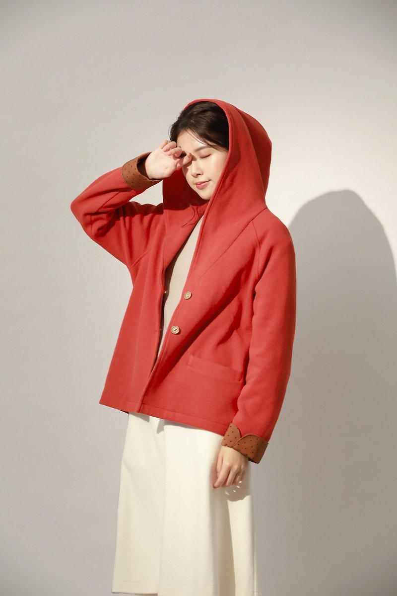 Travel Diary Organic Cotton Hooded Jacket-Desert - Women's Casual & Functional Jackets - Cotton & Hemp Red